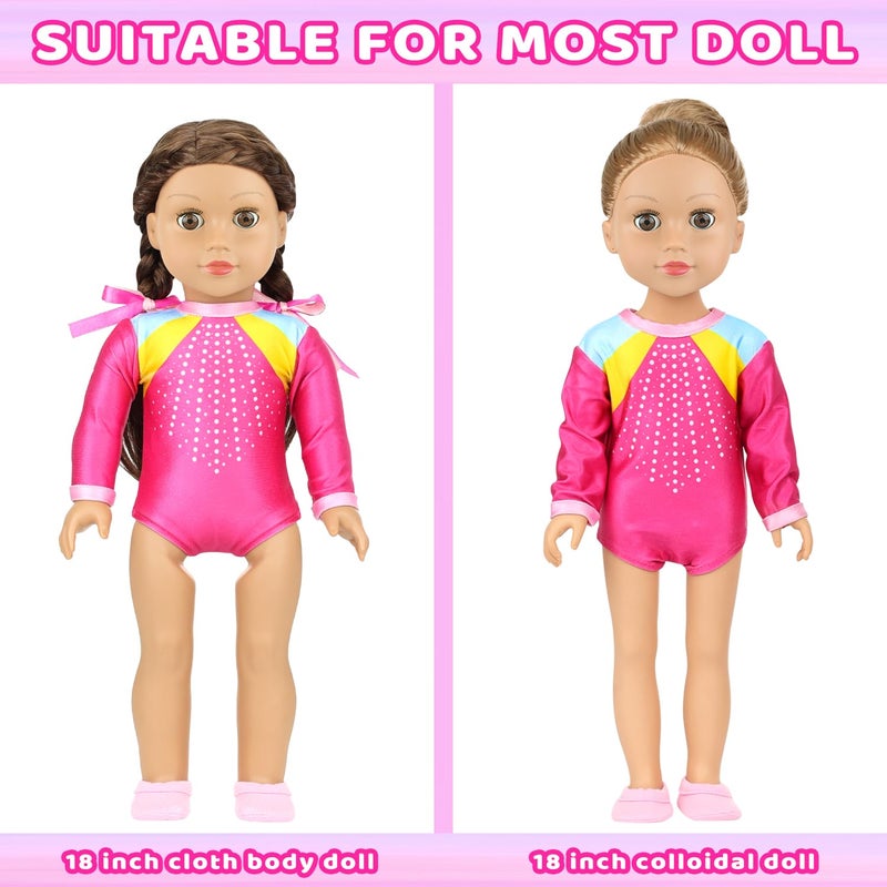 K. T. Fancy K.T. Fancy 18 Inch Doll Gymnastics Clothes Set - Pink Leotard  Shoes  Gym Bag  Olympic Medal  Water Bottle & Hair Accessories for Doll Play  Doll Not Included - Image 5